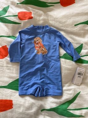 Polo Long-Sleeve Swim Rashguard with Dog Graphic